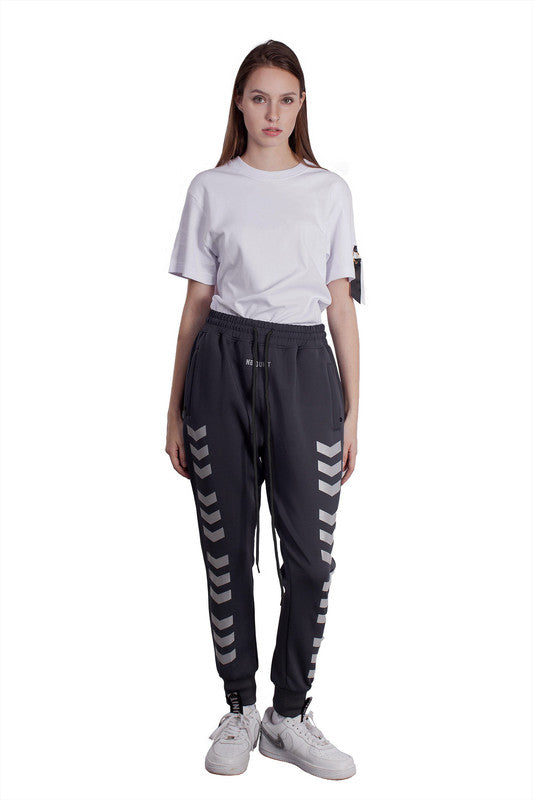 REFLECTIVE EMBLEM LINE TRACK PANTS | GRAY - SALES